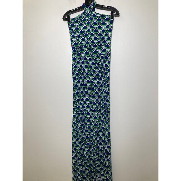 Macbeth Collection Green and Blue Halter Maxi Sz S - Picture 1 of 2